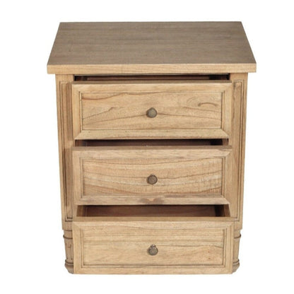 Weathered Oak Cayman Coastal 3 Drawer Bedside Table Sun Republic 