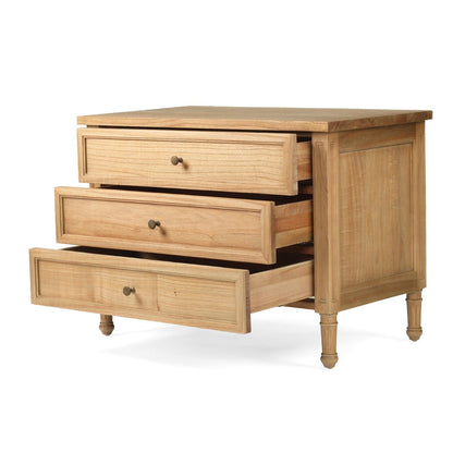 Weathered Oak Cayman Coastal 3 Drawer Nightstand/Bedside Table Sun Republic 