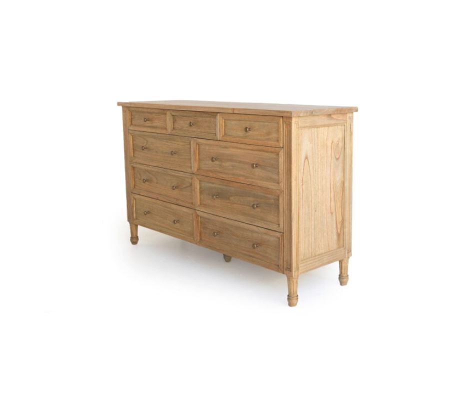 Weathered Oak Cayman Coastal Hamptons 9 Drawer Bedroom Dresser Sun Republic 