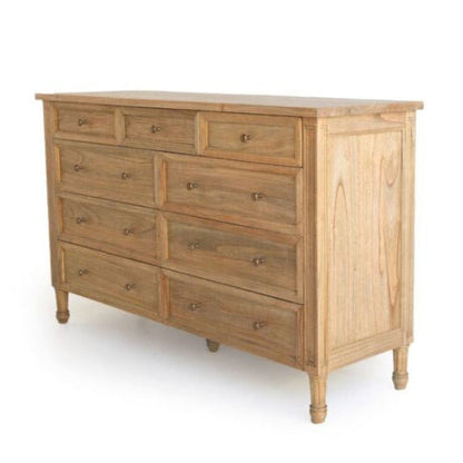 Weathered Oak Cayman Coastal Hamptons 9 Drawer Bedroom Dresser Sun Republic 
