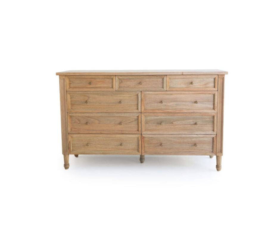 Weathered Oak Cayman Coastal Hamptons 9 Drawer Bedroom Dresser Sun Republic 