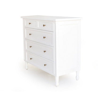 White Cayman Coastal 5 Drawer Bedroom Dresser Sun Republic 