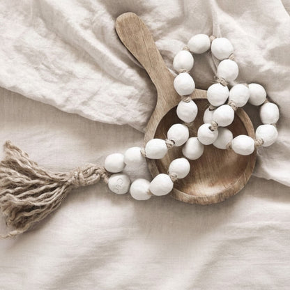 White Clay Bead Garland With Jute Rope Tassel - XL Looped Sun Republic 
