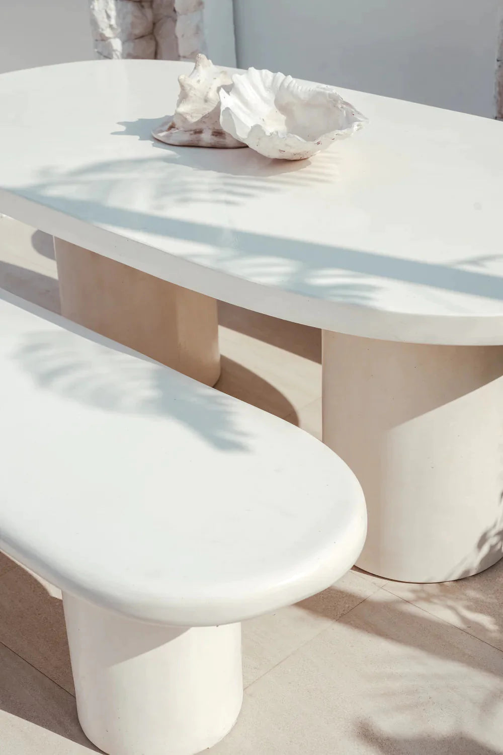 White Concrete Mediterranean Style Dining Table - (Made-to-Order) Sun Republic 
