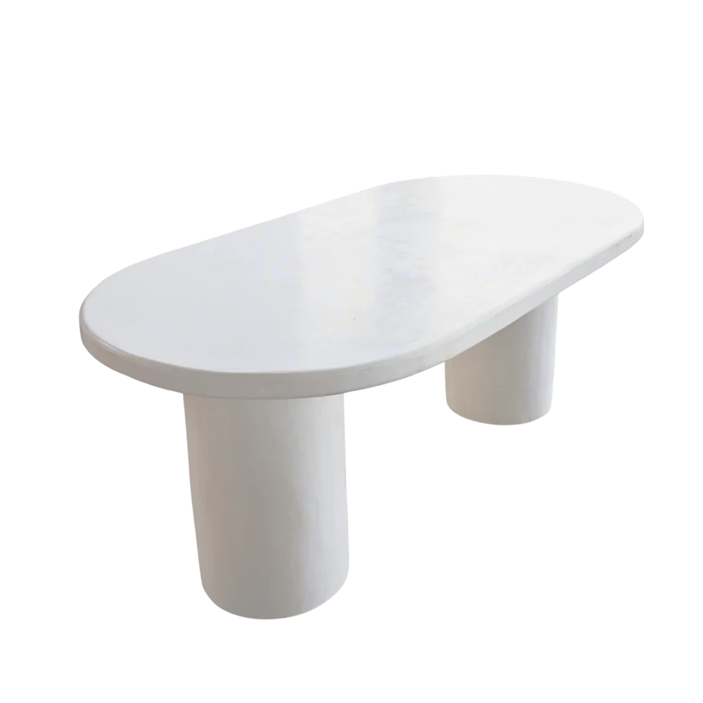White Concrete Mediterranean Style Dining Table - (Made-to-Order) Sun Republic 