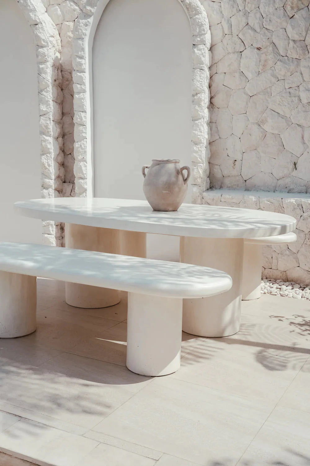 White Concrete Mediterranean Style Dining Table - (Made-to-Order) Sun Republic 