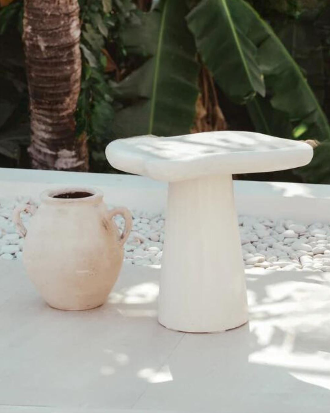 White Concrete Mediterranean Style Side Table Sun Republic 