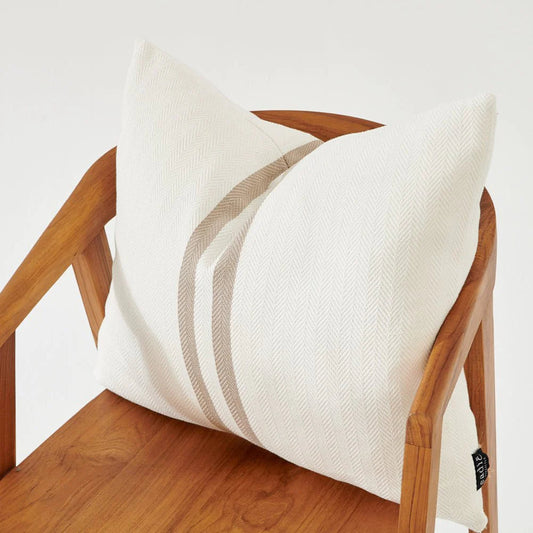 White & Natural Stripe Cushion With Feather Insert Sun Republic 