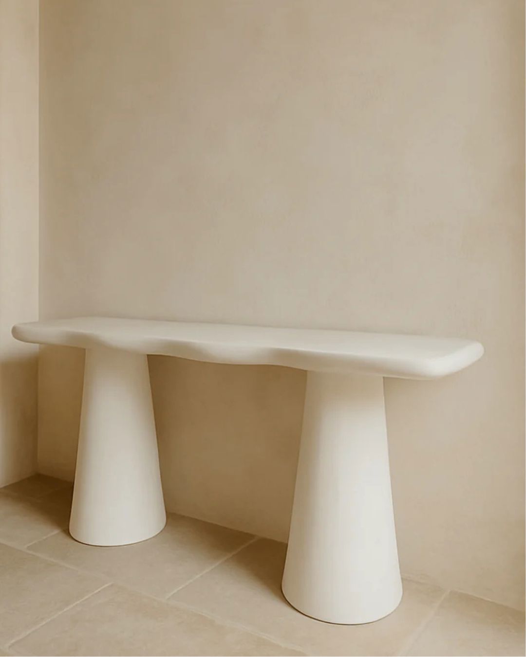 White Pantai Concrete Mediterranean Style Hall Table (Indoor/Outdoor) Blacksalt 