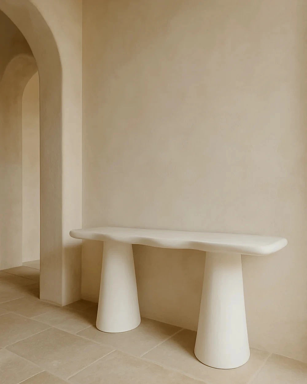 White Pantai Concrete Mediterranean Style Hall Table (Indoor/Outdoor) Blacksalt 