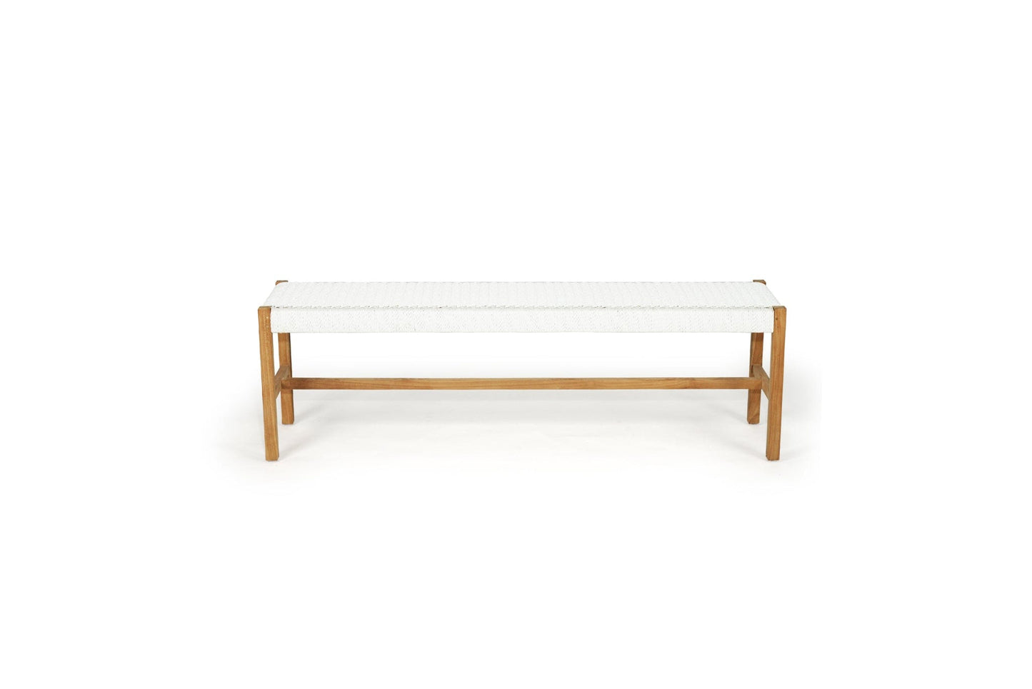 Cumberland Teak Coastal Style Woven Bench Seat White