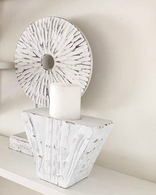 Whitewash Block Candle Holder Sun Republic 