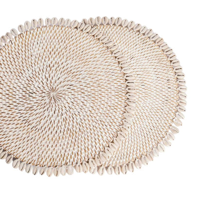 Whitewash Rattan & Shell Placemat SUN REPUBLIC 