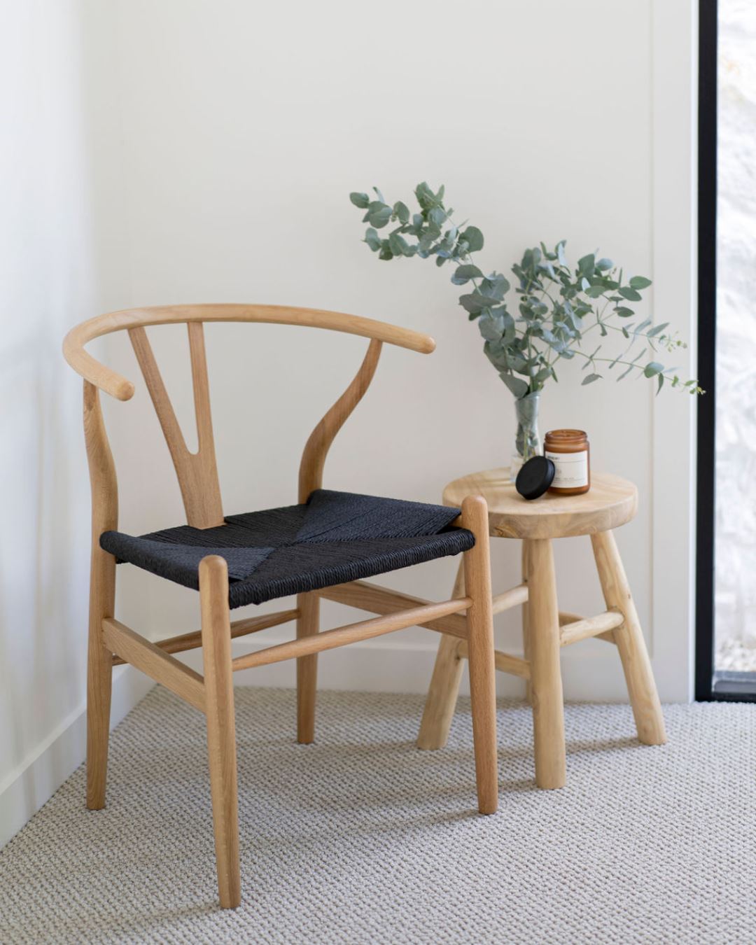 Wishbone Designer Dining Chair - Natural Oak & Black Sun Republic 