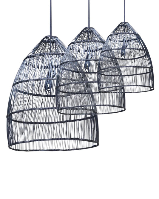 Woven Cane Pendant Light Shade – Black Coastal Drift Malawi 