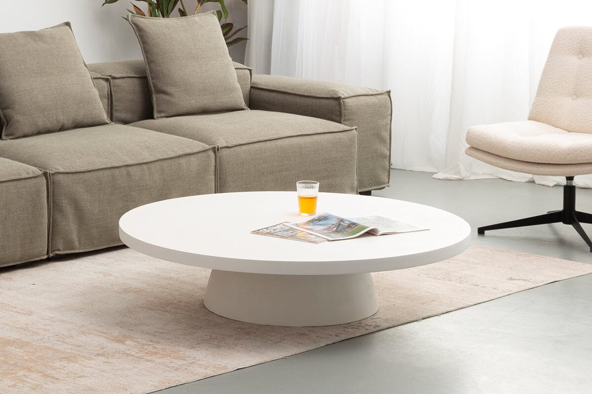 Xander Round White Microcement Coffee Table