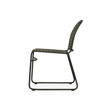 Sun Republic Hamilton Outdoor Dining Chair. Powder coated aluminum frame with open weave in deep moss green.