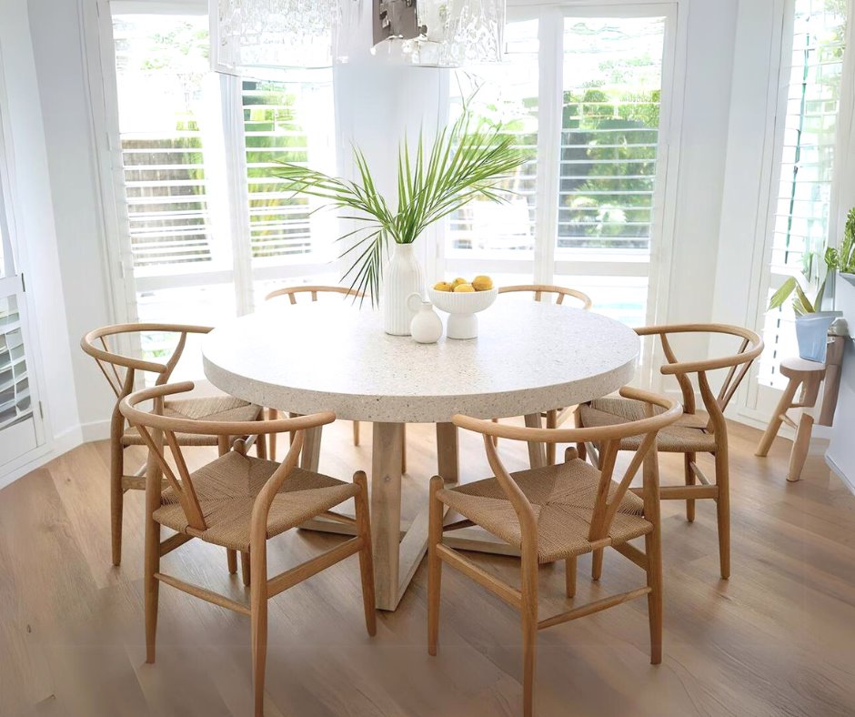 Amalfi Round Terrazzo Dining Table With Whitewash Timber Legs - 2 Sizes Sun Republic 