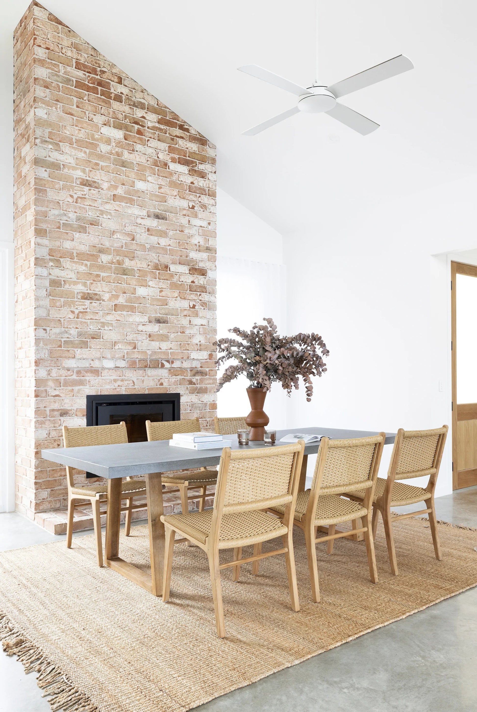 Amalfi Dining Table Grey Concrete Look Stone Top With Light Honey