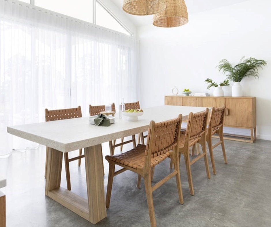 Amalfi Terrazzo Dining Table Wide Timber Leg Sun Republic 