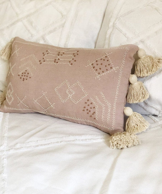 Ava Cotton Boho Embroidered Folk Cushion Sun Republic