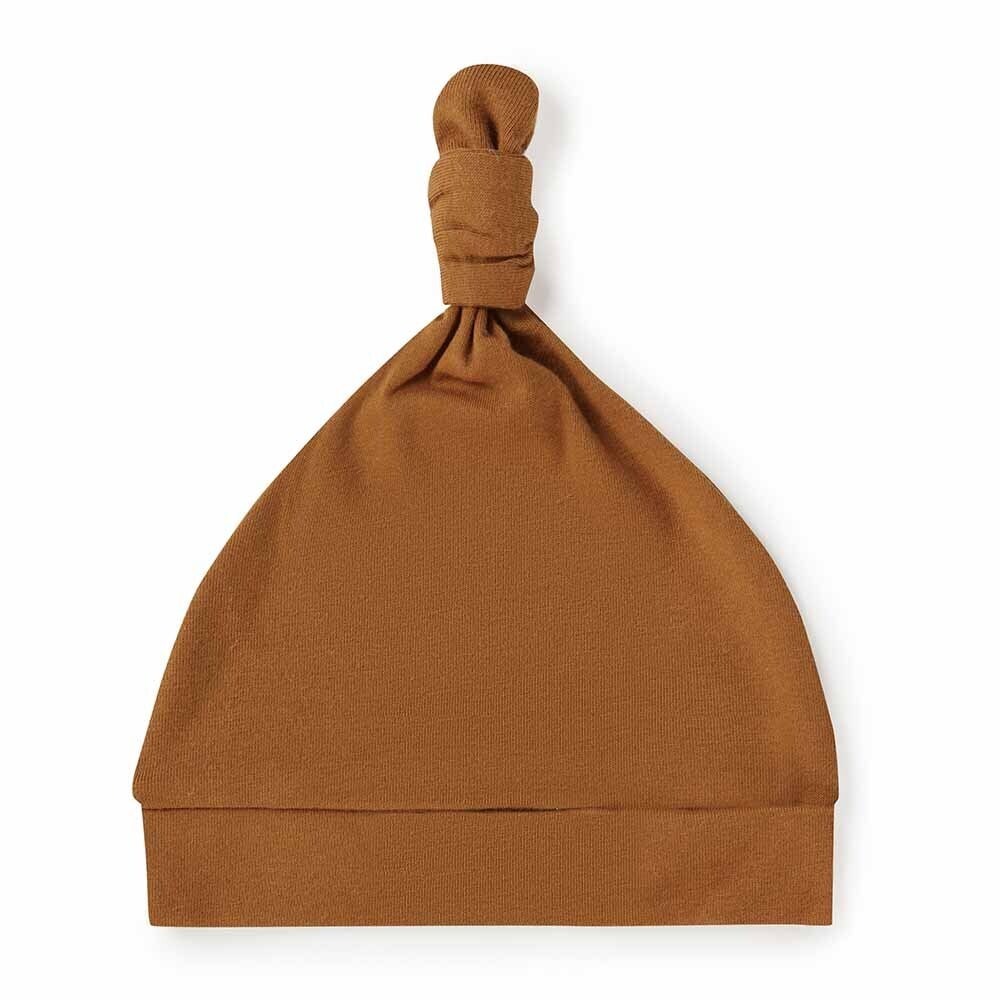 Baby Organic Cotton Knotted Beanie Bronze Snuggle Hunny 