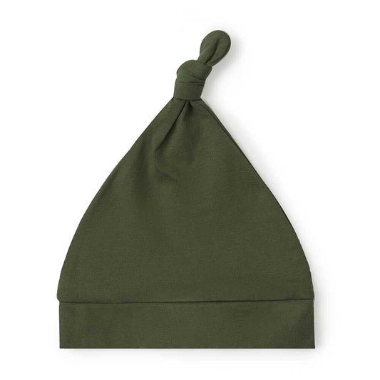 Baby Organic Cotton Knotted Beanie Olive Snuggle Hunny 