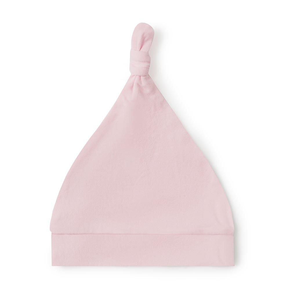 Baby Organic Cotton Knotted Beanie Soft Pink Snuggle Hunny 
