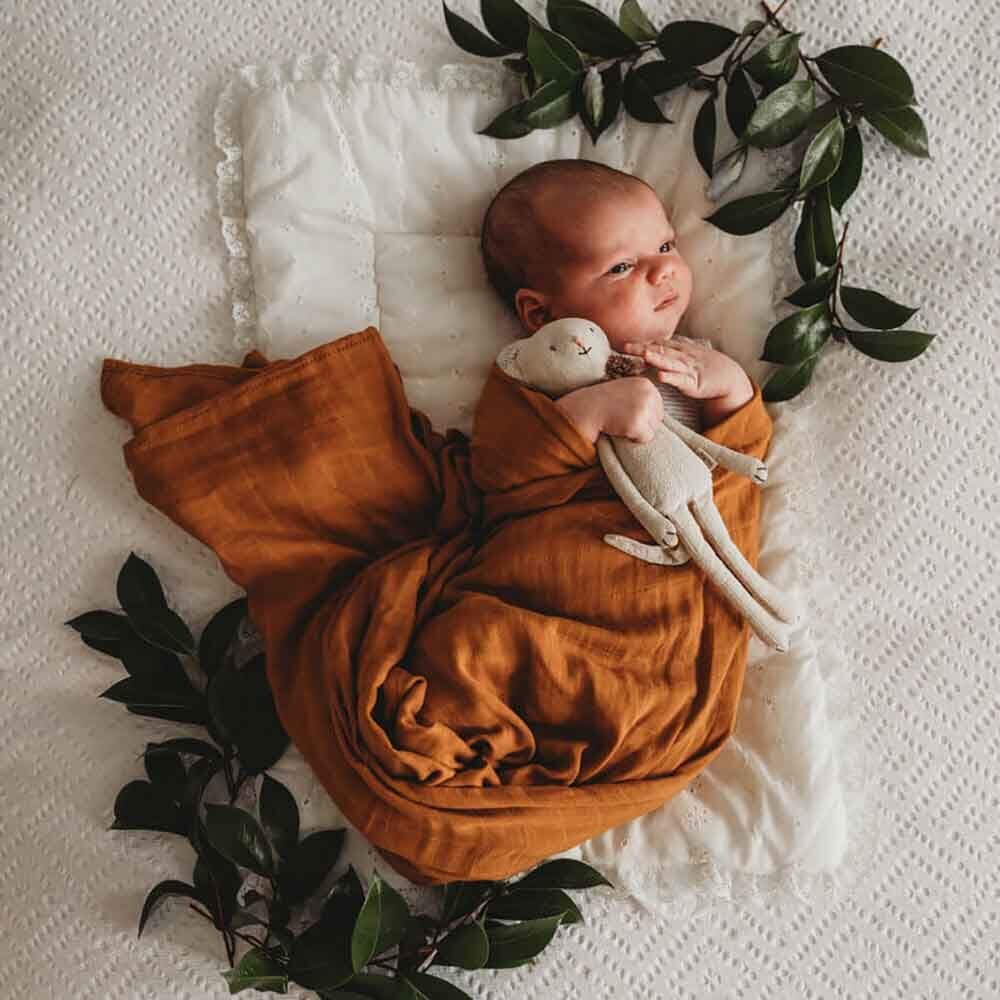 Baby Organic Cotton Muslin Wrap | Bronze Snuggle Hunny 