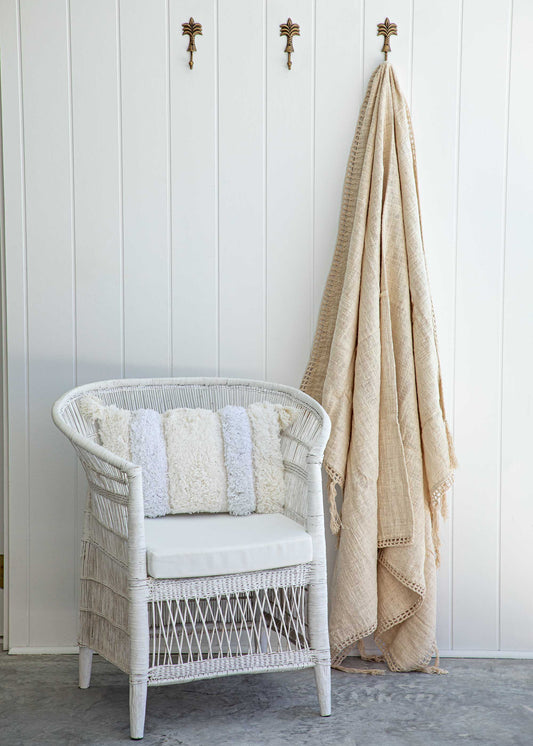 Boho Tufted Lumbar Cushion | White & Neutral SUN REPUBLIC 