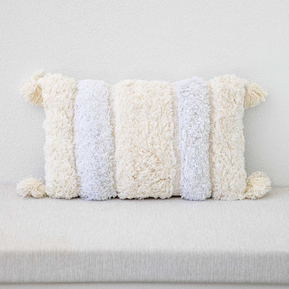 Boho Tufted Lumbar Cushion | White & Neutral SUN REPUBLIC 