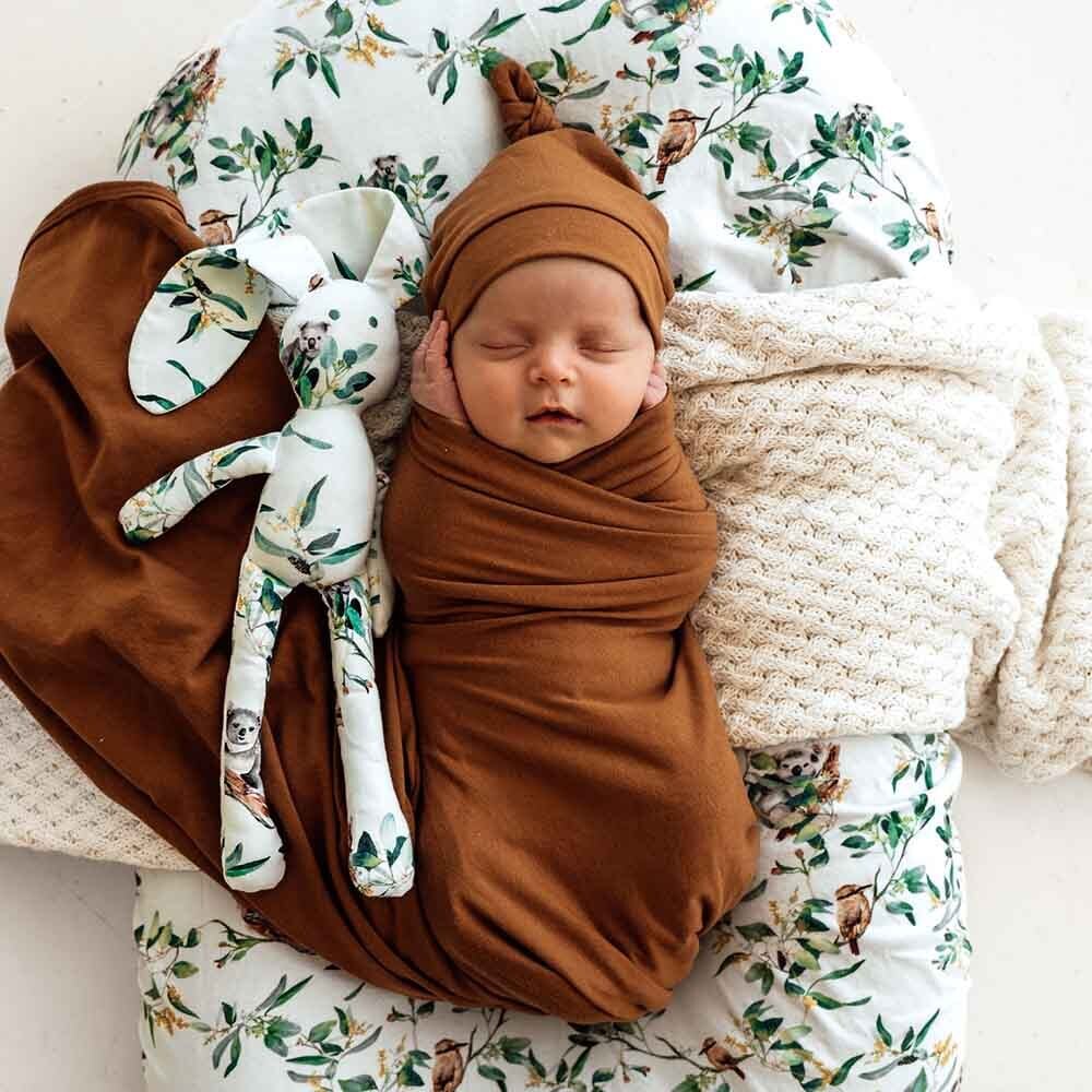 Bronze Baby Jersey Wrap & Beanie Set Snuggle Hunny 