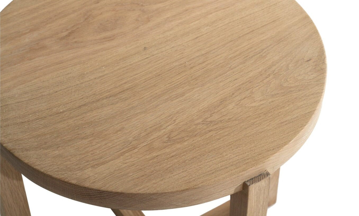 Coastal Scandinavian Round American Oak Side Table