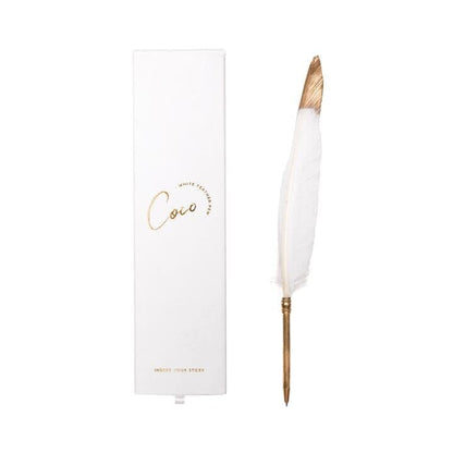 Coco Gold Dipped White Feather Pen Sun Republic 