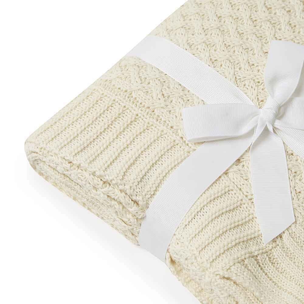 Diamond Soft Knit Nursery Blanket | Cream Snuggle Hunny 