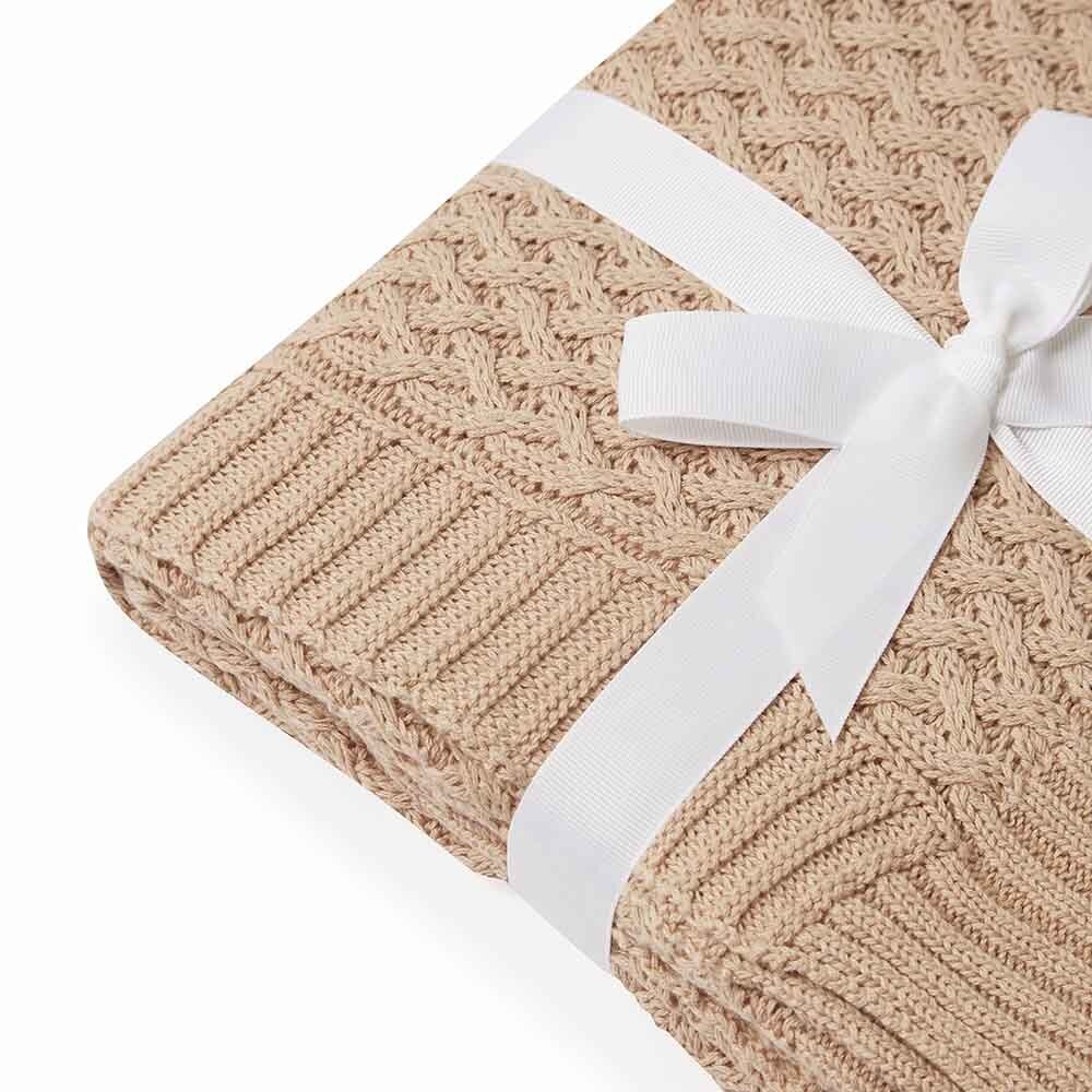 Diamond Soft Knit Nursery Blanket | Hazelnut Snuggle Hunny 