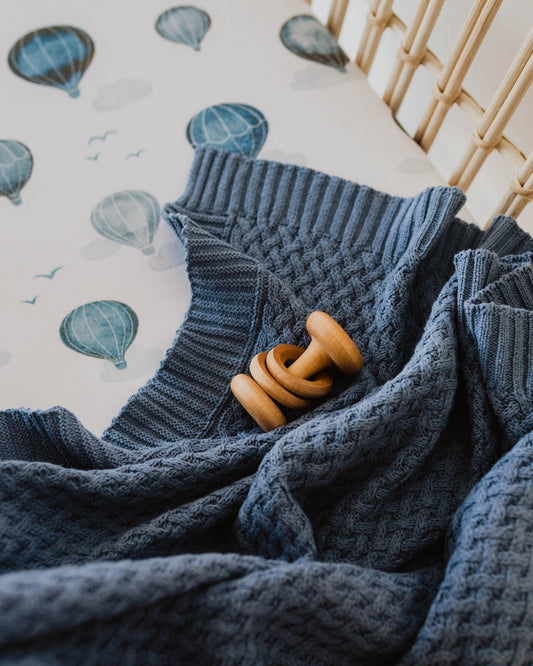 Diamond Soft Knit Nursery Blanket | River Blue Snuggle Hunny 