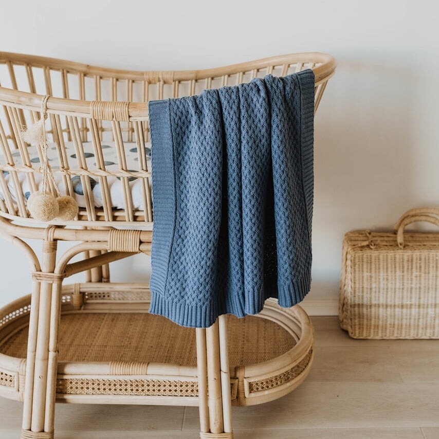 Diamond Soft Knit Nursery Blanket | River Blue Snuggle Hunny 