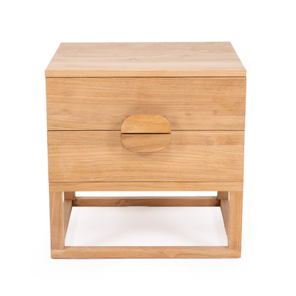 Flynn Natural Teak 2 Drawer Bedside Table Sun Republic 