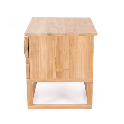 Flynn Natural Teak 2 Drawer Bedside Table Sun Republic 