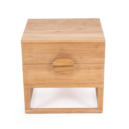 Flynn Natural Teak 2 Drawer Bedside Table Sun Republic 