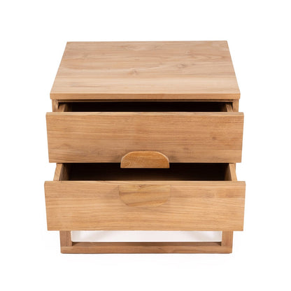 Flynn Natural Teak 2 Drawer Bedside Table Sun Republic 
