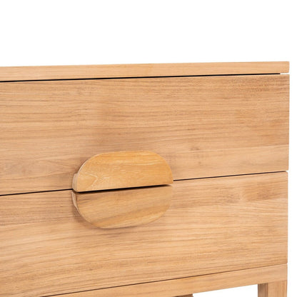 Flynn Natural Teak 2 Drawer Bedside Table Sun Republic 