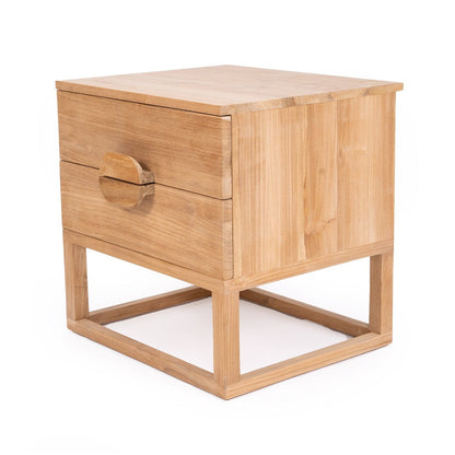 Flynn Natural Teak 2 Drawer Bedside Table Sun Republic 