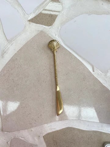 Gold Brass Clam Shell Cutlery - 20cm Knife & Fork Sun Republic 