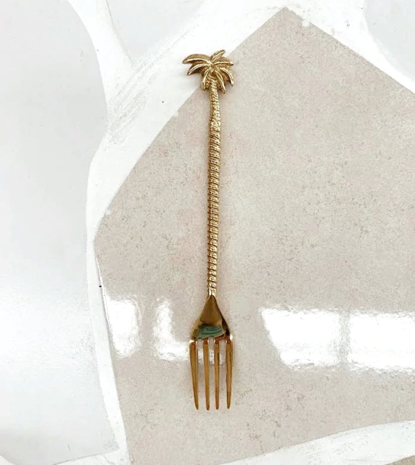 Gold Brass Palm Tree Cutlery | 20cm Knife & Fork SUN REPUBLIC 