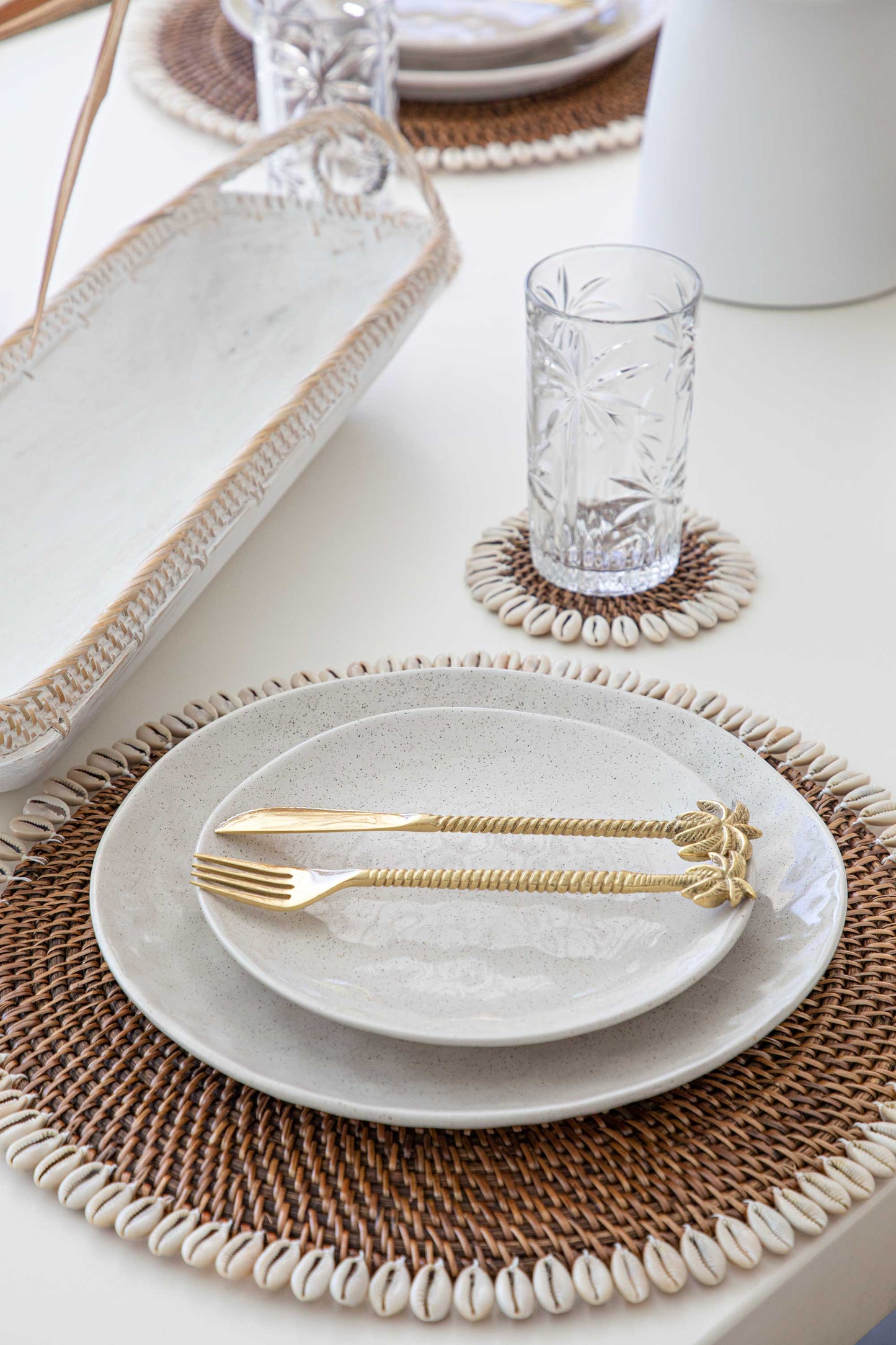 Gold Brass Palm Tree Cutlery | 20cm Knife & Fork SUN REPUBLIC 