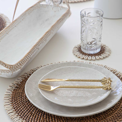 Gold Brass Palm Tree Cutlery | 20cm Knife & Fork SUN REPUBLIC 