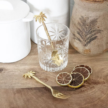 Gold Brass Palm Tree Spoon & Fork | 14cm SUN REPUBLIC 