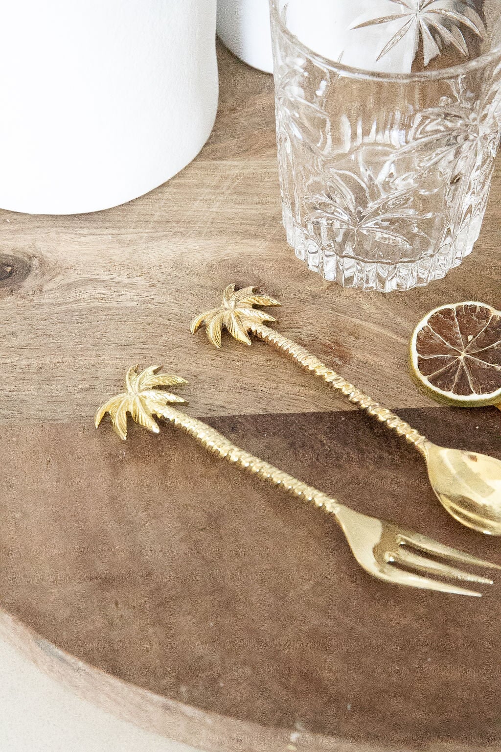 Gold Brass Palm Tree Spoon & Fork | 14cm SUN REPUBLIC 